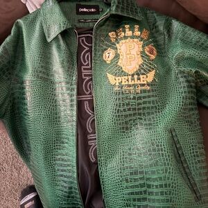 Pelle Pelle Green Crocodile Pattern Jacket